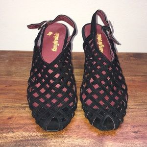 Anthropologie Farylrobin Black Caged Heels shoes 7